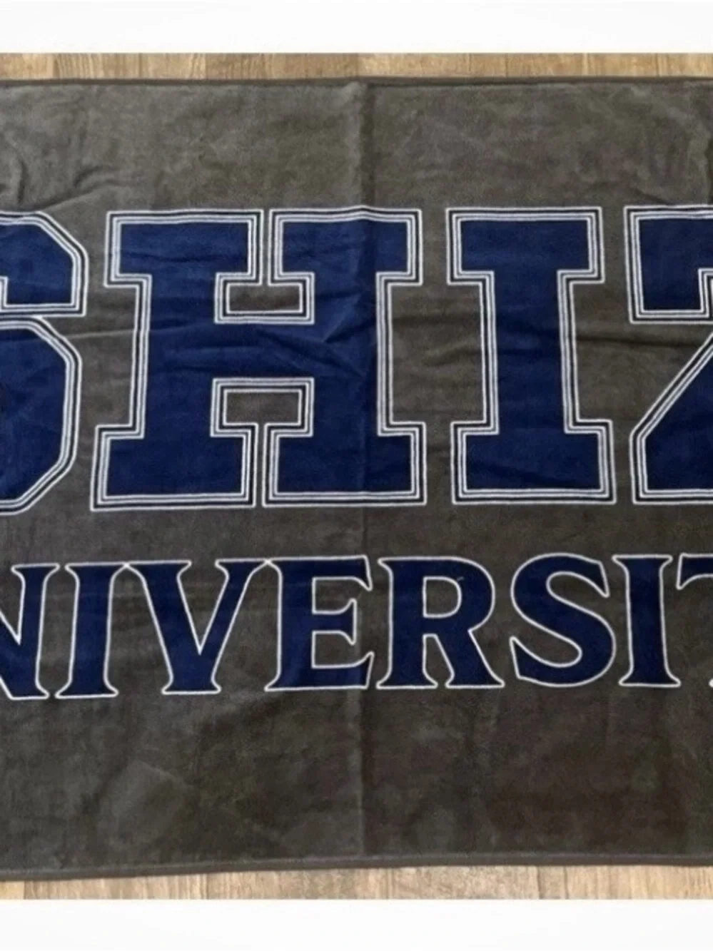 Plush Navy and Gray University-Style Bath Towel